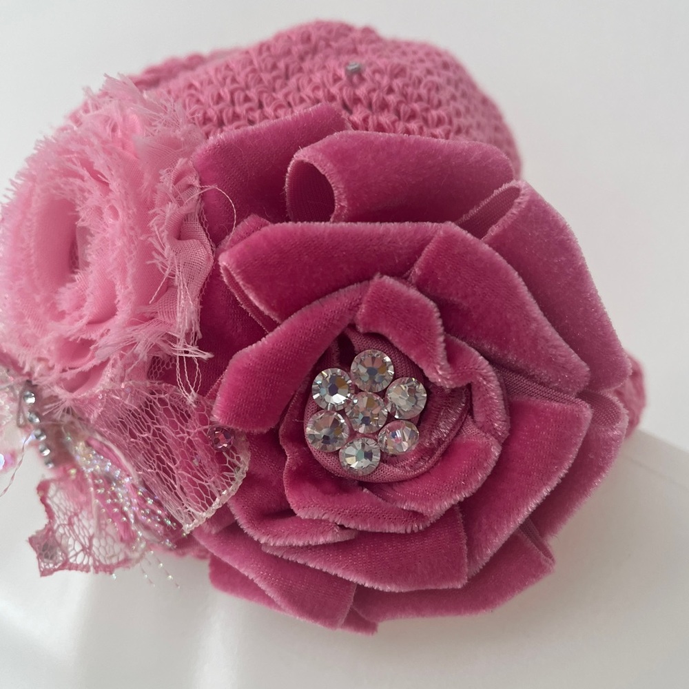 Baby’s in Bloom by Angelique Knit Pink Hat - Picture 4 of 6